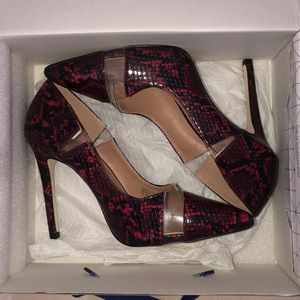 Red Snake Print Heels